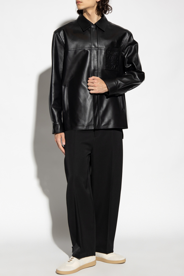 LOEWE レザーシャツ キルティング 子羊 ラムレザー ブラック Sac à main Loewe en cuir orange - Black Leather jacket with